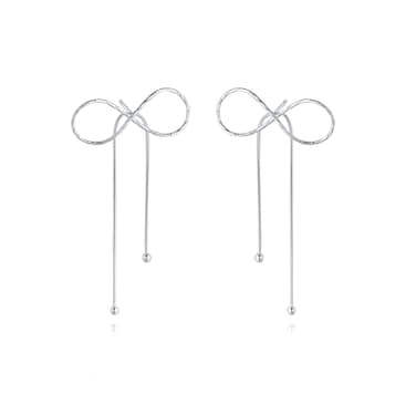 Reffeer Solid 925 Sterling Silver Bow Drop Earrings Dangle for Women Teen Girls Bowknot Dangle Earrings Studs (A-Silver)