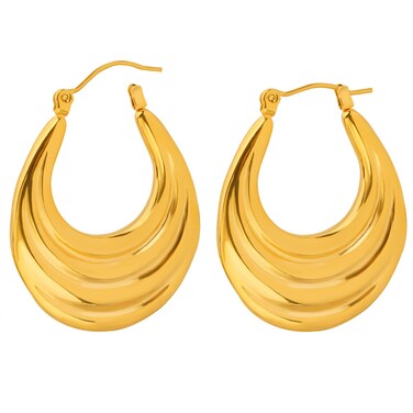 KASFREE Titanium Gold Hoop Earrings Chunky Silver Hoops Chunky Huggie Hoop Earrings Medium Hoops Small Chunky Gold Hoop Earrings for Women (Style 1 G)