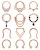 YADOCA 12Pcs 16G Septum Rings Surgical Steel Dangle Septum Piercing Jewelry for Women Septum Clicker Nose Rings Hoop CZ Horseshoe Cartilage Helix Tragus Daith Septum Piercing Jewelry Rose Gold 10MM