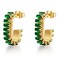 FRUMOS Green crystal huggie gold hoop earrings for women Girls,14K Gold Plated with 925 Sterling Silver Post Cubic Zirconia dainty cute Earrings  CZ Stud Earring (Green CZ C Shape)