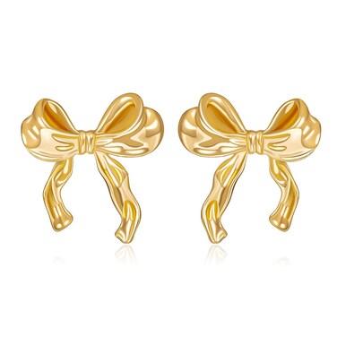 Gold Silver Bow Earrings for Women Cute Ribbon Earrings Silver Bow Stud Earring Bow Knot Earrings for Women Christmas Birthday Jewelry Gifts