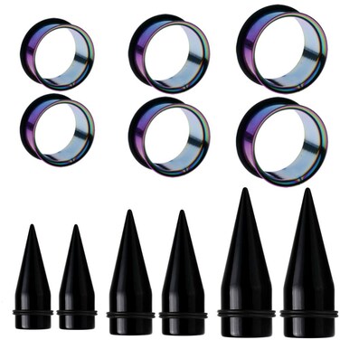So Scene Ear stretching kit large acrylic tapers and steel o ring ear gauge plugs (SILVER 20MM 22MM 25MM)