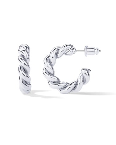 PAVOI 18K Gold Vermeil Twisted Rope Round Hoop Earrings (16.00, White Gold)