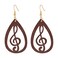 MALOYANVE Wooden Musical Note Earrings for Women Creative Vintage Bohemian Hollow Out Treble Eighth Music Clef Note Shaped Brown Black Boho Geometric Wood Earrings (Brown)