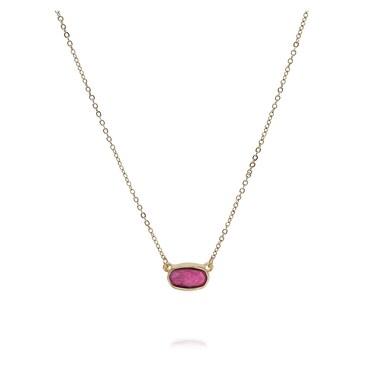 POMINA Fashion Statement Resin Oval Teardrop Earrings for Women Colorful Sparkle Faceted Crystal Glass Dangle Drop Earrings (Oval Necklace- Fuchsia)