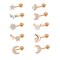 LOYALLOOK 10Pcs Cartilage Earrings Helix Tragus Earring Moon and Star Earrings CZ Heart Flower Barbell Surgical Steel Cartilage Earrings for Women Men Rose Gold Tone