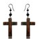 Earth Accessories Dangle Cross Earrings for Women or Men - Dangly Cross Earring with Organic Wood