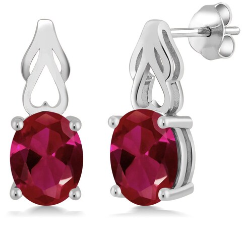 Gem Stone King 9X7MM Oval Gemstone Birthstone Drop Dangle Earrings For Women   925 Sterling Silver   Fine Jewelry Gifts for Her Mom Women Wife