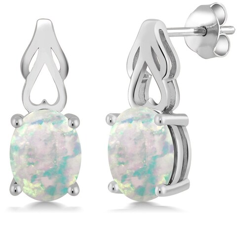 Gem Stone King 9X7MM Oval Gemstone Birthstone Drop Dangle Earrings For Women   925 Sterling Silver   Fine Jewelry Gifts for Her Mom Women Wife