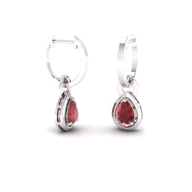 Diamondere Natural and Certified Ruby Drop Earrings in 14K White Gold   0.64 Carat Earrings for Women