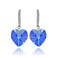 Blue Earrings for Women Crystal Hearts Sterling Silver Dangle Earring Bridesmaids Fashion Trendy Summer