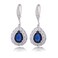 Sapphire Earrings for Women - Silver Bridal Teardrop Blue Crystal Cubic Zirconia Drop Earring for Wedding Party Prom Fashion Jewelry for Bride Bridesmaids September Birthstone Birthday Jewelry