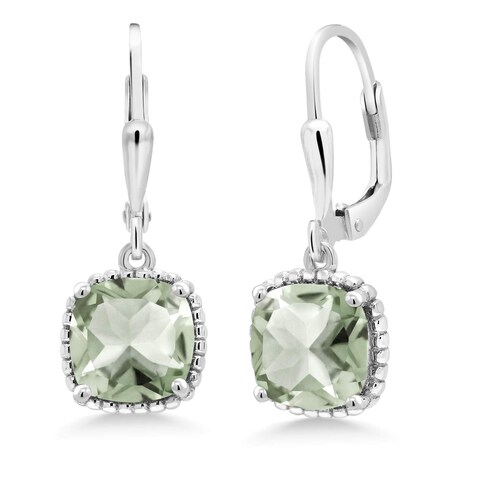 Gem Stone King Leverback Drop Dangle Earrings for Women   8MM Cushion Gemstone Birthstone   925 Sterling Silver   Fine Jewelry Gifts for Her Mom Women Wife