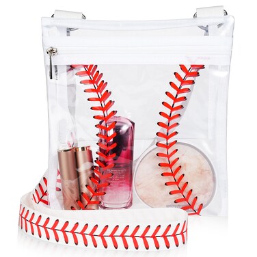 Sanwuta Clear Stadium Approved Crossbody Purse Bag with Adjustable Shoulder Strap Transparent Purse Handbags for Sporting(Baseball)