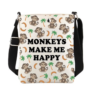 FUSTMW Monkey Gifts Monkey Crossbody Bag Monkeys Make Me Happy Gift for Monkey Lovers Phone Purse with Adjustable Strap (Monkey Body Bag)
