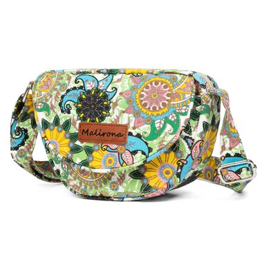 Malirona Women 's Durable Small Floral Crossbody Bag Canvas Messenger Handbag Multi Pocket Travel Satchel Purse (Green-2)