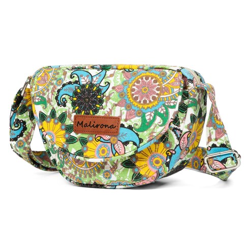 Malirona Women &#39;s Durable Small Floral Crossbody Bag Canvas Messenger Handbag Multi Pocket Travel Satchel Purse (Green-2)