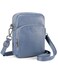 befen Genuine Leather Triple Zipper Small Crossbody Bag for Women, Cross Body Bags Lightweight with Adjustable Shoulder Strap and RFID Card Slots - Grey Blue