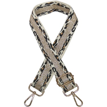 Duwi Wide Purse Strap Jacquard Guitar Style Strap Multicolor Canvas Adjustable Crossbody Bag Strap(no,white,gold)