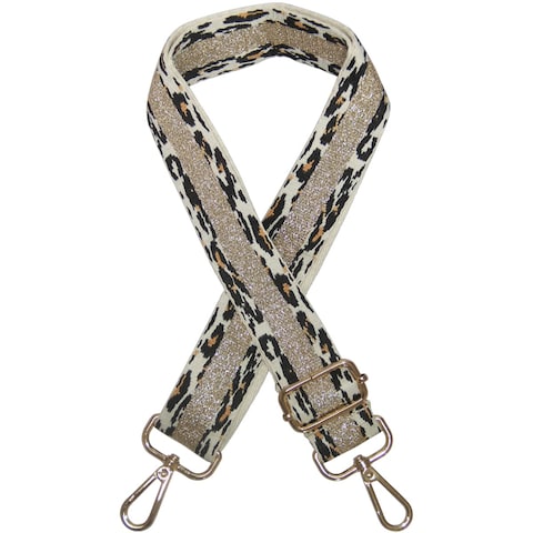 Duwi Wide Purse Strap Jacquard Guitar Style Strap Multicolor Canvas Adjustable Crossbody Bag Strap(no,white,gold)