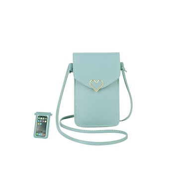 Benepoint Crossbody Bags for Women, Leather Phone Purses Crossbody Purse Cell Phone Purse with Clear Touch Screen Window (Sky-blue)