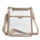 Women's Clear PVC Cross Body Bag Zipper Pocket Shoulder Bag with Vegan Leather Trim Stadium Approved Transparent Purse (Nude)