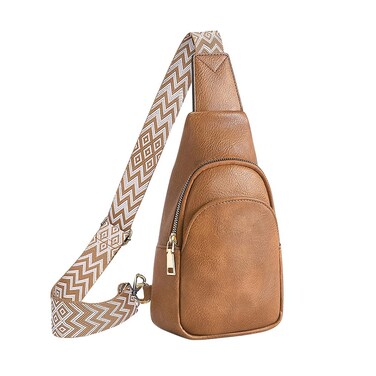 WisePoint Crossbody Sling Bag, Leather Chest Bag for Women, Crossbody Bags for Women, Large Capacity Shoulder Bags (brown)