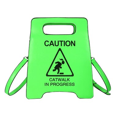 Caution Stop Sign Catwalk in Progress Funny Purse Messenger Bag Shoulder Crossbody Bag for Women (Green)