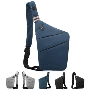 TwesyKola Anti Theft Bag Wander Bag, Anti Theft Crossbody Bags Travel Purses for Women Men Slim Sling Bag with Adjustable Strap (Blue Left)