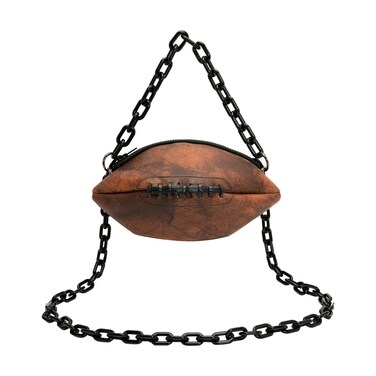 Abia Jaeia Football Shaped Crossbody Bag, 9# American Football Purse with Chain Strap, No-Logo Handbag for Casual Outings &amp; Streetwear