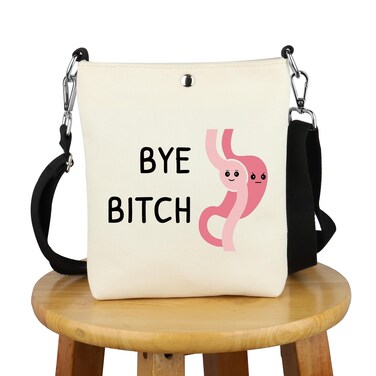 G2TUP Surgery Gastric Awareness Gift Bye B*tch Crossbody Bag Gastric Sleeve Bariatric VSG Travel Bag Surgery Medical Gift (Bye B*tch X)