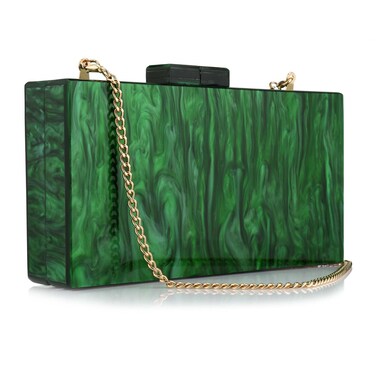 YYW Acrylic Clutch Purses for Women with Marbling Purses and Handbags Evening Crossbody Bag (Green)