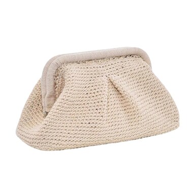 JRNDNIUO Summer Beach Clutch Purses for Women Woven Crochet Handbags Dumpling Clutch Ruched Cloud Purse Casual Colorblock Bag