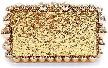 MELIMELI Acrylic Evening Beaded Clutch Box Bag for Women Glitter Marble Purse Handbag for Wedding Cocktail Party Prom Bride (Gold Glitter)