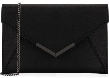 Dexmay Women Envelope Clutch Handbag Medium Saffiano Leather Foldover Clutch Purse Black