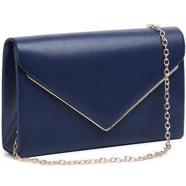 Labair Chic Vegan Leather Clutch Bag Envelope Clutch Purses for Women Evening Wedding Formal Party Handbag. (Navy blue)