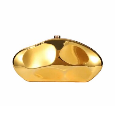 WuDiaoer Ladies Acrylic Shell Clutch Trendy Acrylic Metallic Evening Bag Geometric Clutch Purses for Women Wedding Party, Gold