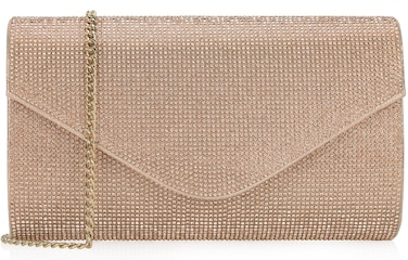 MOJISOLO Rhinestone Purse Crystal Clutch for Women Evening Bag Bling Foldover Purse Rose Gold