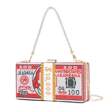 Covelin Dollar Clutch Purse for Women from, Rhinestone Evening Handbag Money Bag Red