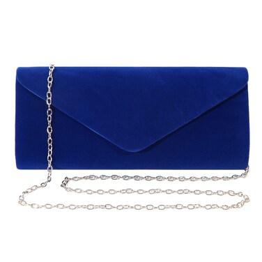 Clutch Purses Evening Bag for Women Party Prom Black-Tie Events Velvet Handbag Shoulder Cross Body Bag With Detachable Chain (Royal Blue)
