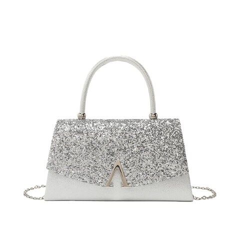 YYW Clutch Purses for Women Formal, Evening Clutch Evening Handbags Vintage Purses Handbags with Detachable Chain for Wedding Bridal (B silver)