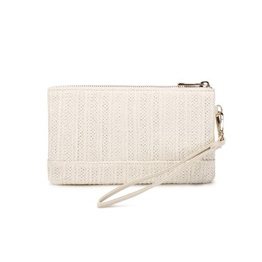 LAM GALLERY Straw Clutch Purse for Beach Summer Vacation Bag Woven Handbag for Women (Wristlet Purse Off White)