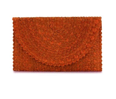 Women Handbag Balinese Woven Straw Clutch (Orange)