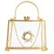 Women&#39;s Clear Purse Acrylic Clear Clutch Bag, Shoulder Handbag With Removable Chain-Gold