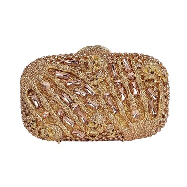 HUANG ZHUANG Cool Skull Crystal Clutch Purse Halloween Rhinestone Party Bag Luxury Skulls Evening Bags Women Handbags(silver)