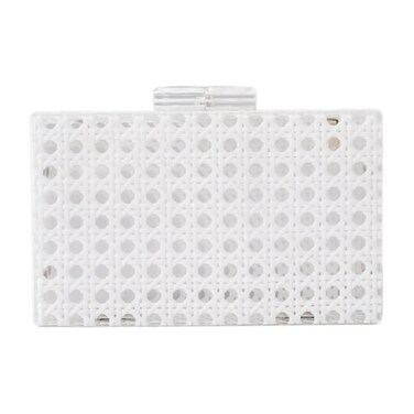 Women Acrylic Bag Rattan Clutch Purse Woven Bag Square Box Crossbody Handbag Shoulder Bag Summer Beach Purse