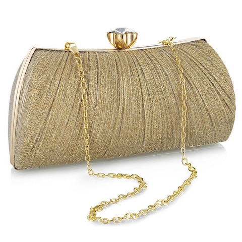 YYW Glitter Evening Bag Gold Clutch Purses for Women with Rhinestone Wedding Party Handbag (Gold)