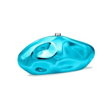 PSBIY Women Acrylic Evening Clutch Purse Unique Metallic Lattice Pattern Handbag Glitter Crossbody Bag for Banquet Prom, Sky Blue