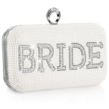 Kacctyen Christmas Mama Gift Rhinestone Clutch Bag Mama Clutch Purse Diamond Evening Bag Purse Embellished Rhinestone Box Bag(Bride)