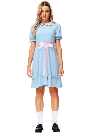Remimi Halloween Womens Costume Blue Dress Creepy Twins Cosplay Peter Pan Collars Sweet Kawaii Dresses XL